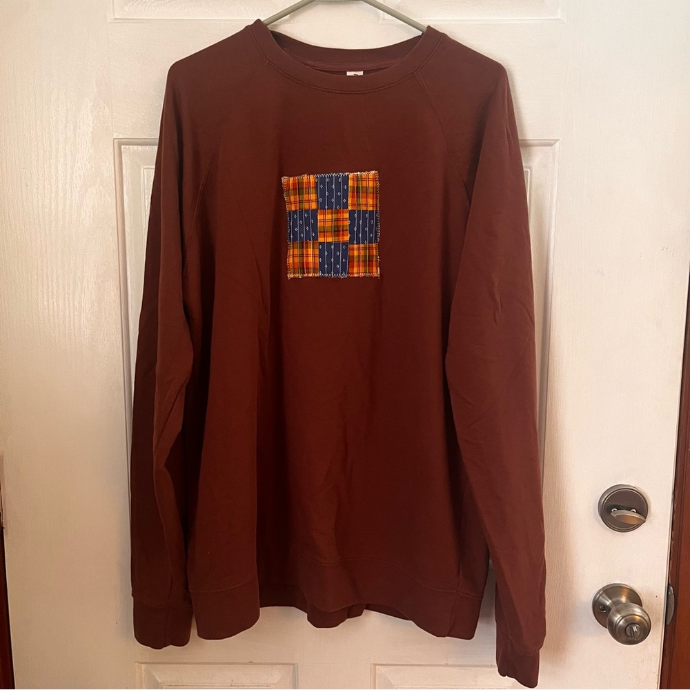 Quilted Patchwork Maroon Sweatshirt - image 2